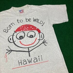 Vintage Danny First Shirt Mens L Gray Hawaii Born To Be Wild Big Print 90s USA